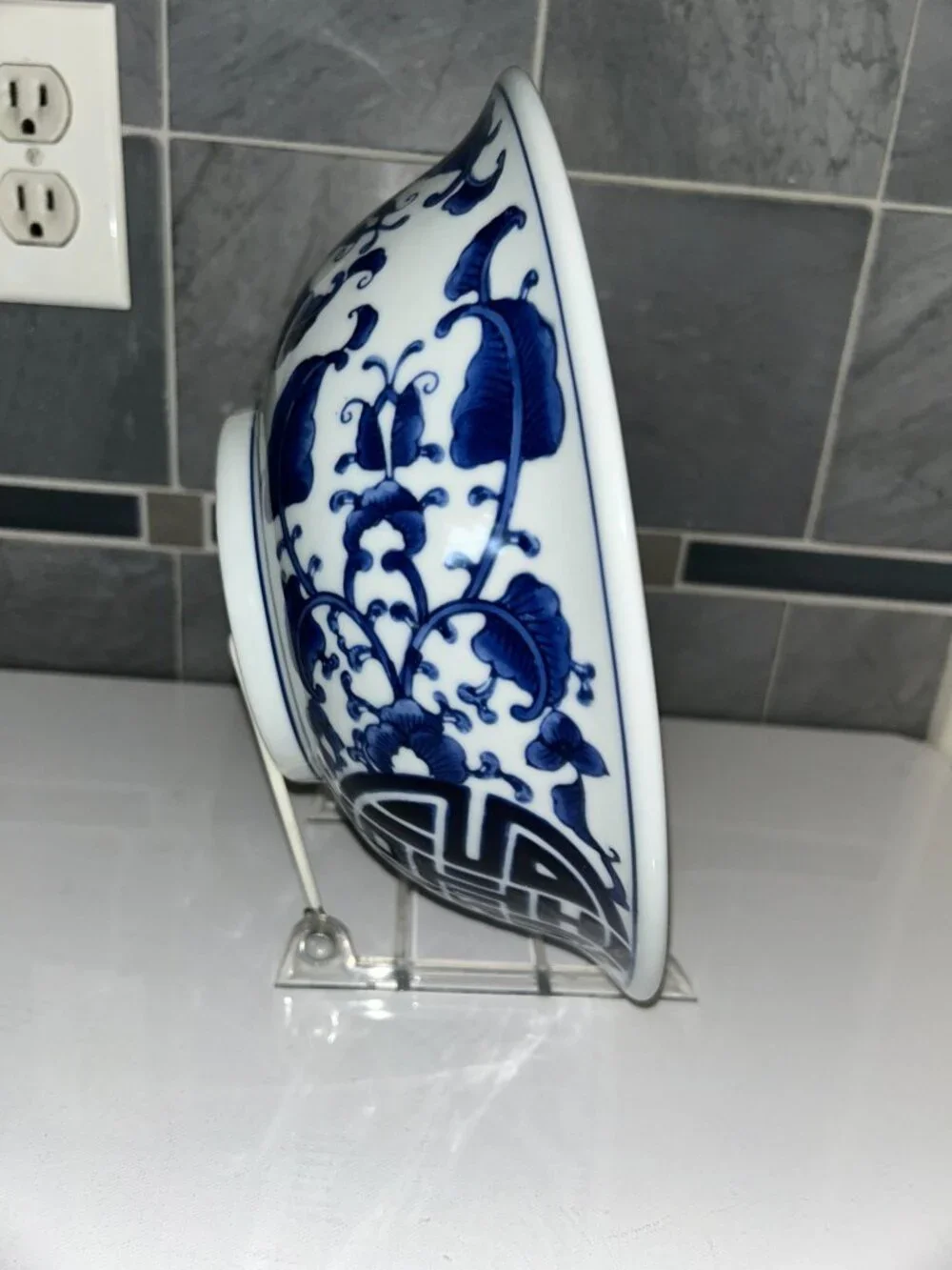 The Bombay Co Blue White Porcelain Bowl, Chinese Floral 10.25